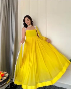 trendy haldi outfit for bride