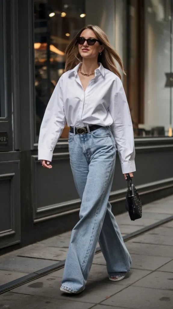 how to style oversized shirt with jeans