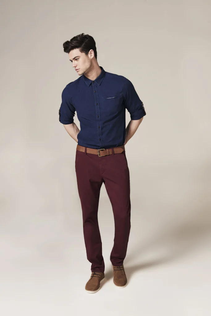 maroon shirt pant combination