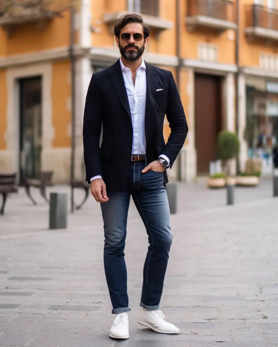 dark blue blazer combination