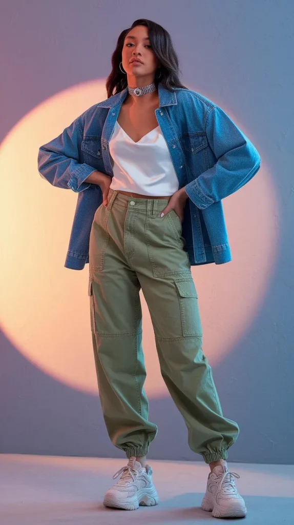 how to style oversized shirt with cargo pants