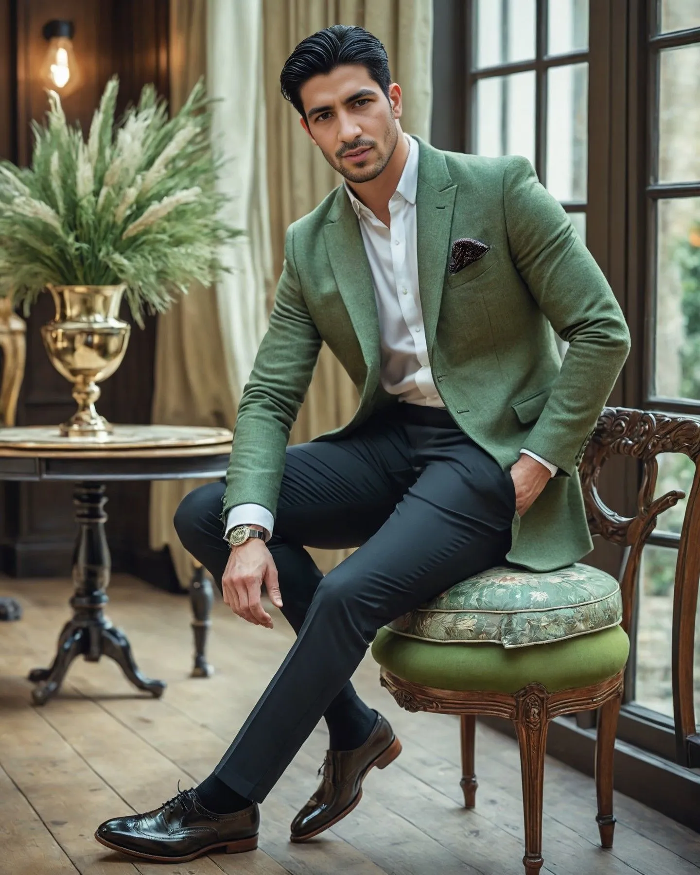 green blazer combination