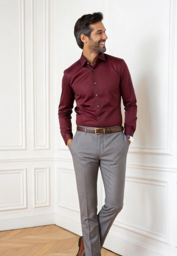 Man in maroon formal outfit