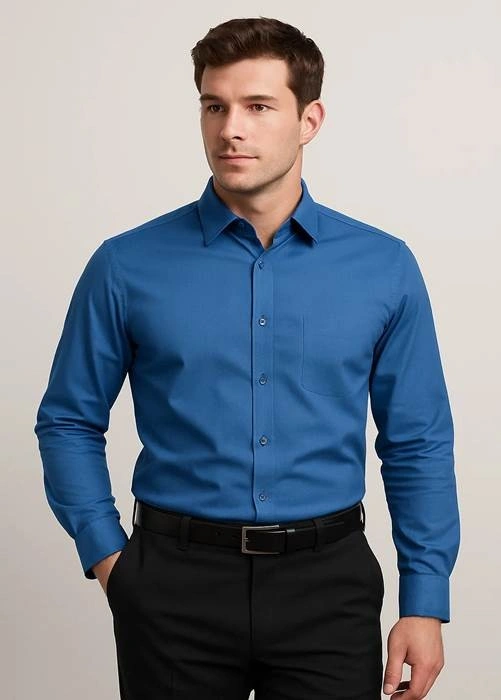 Blue Shirt with Black Pants
