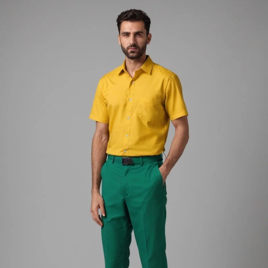 Yellow Shirt with Green Pants