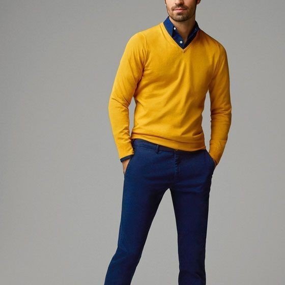 Yellow Shirt with Navy Pants