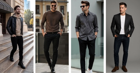 Stylish Black Jeans Combination Shirt