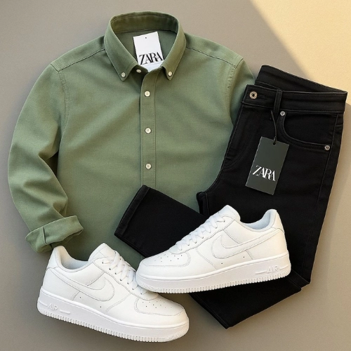 Black Jeans Combination Shirt